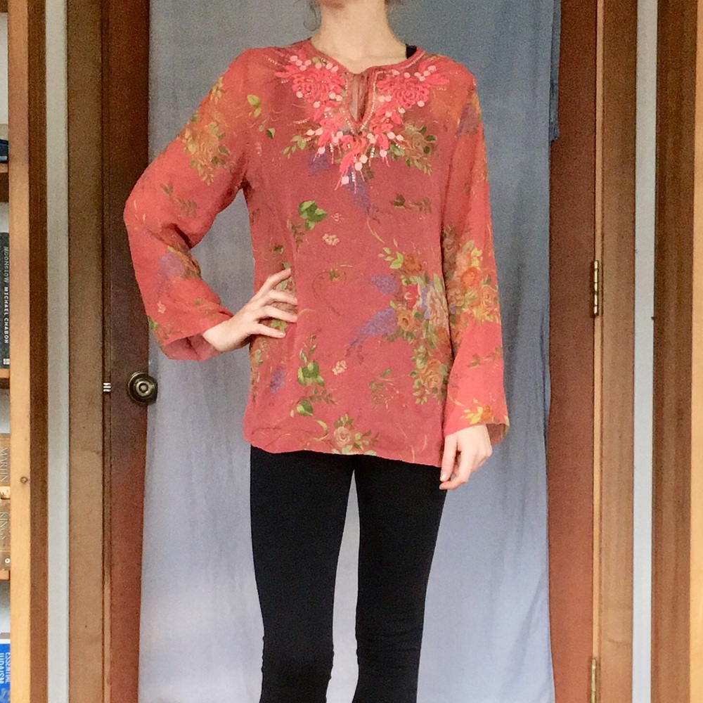 Cabi Floral Silk Blouse